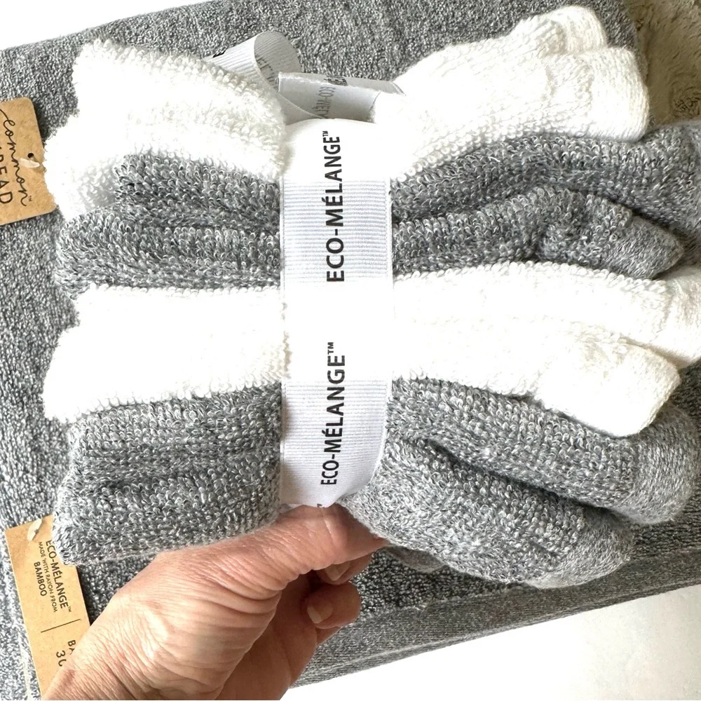 Eco-Melange Bath Towels Set BAMBOO RAYON & Cotton (2) Bath Towels & (8) Wash NWT